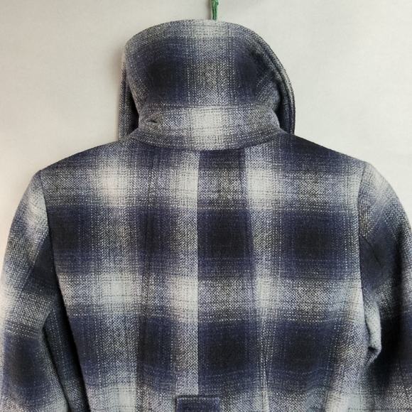 MISS SIXTY Wmns XS Wool Blend Blue Plaid Double Breast Jacket Coat ClassicCore - Picture 6 of 15